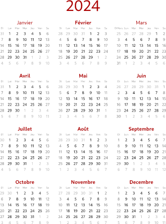 2024 Calendar (French Translation)