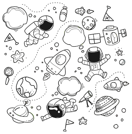 Space Theme Collage – Coloring Sheet