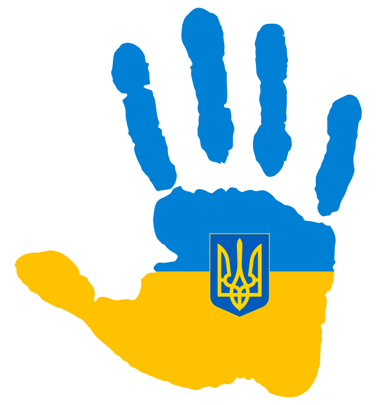 Ukraine Hand with Flag & Coat of Arms