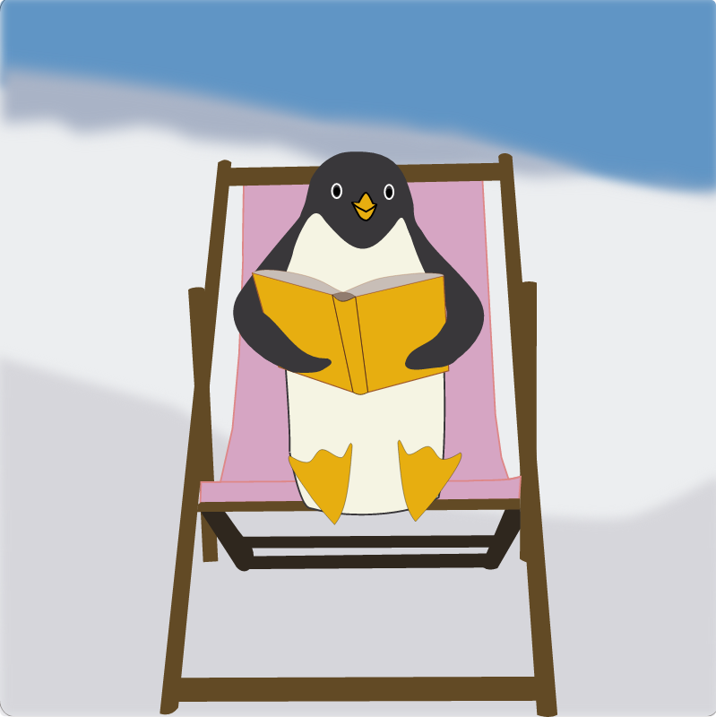 Penguin Reading on Deckchair