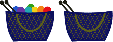 Knitting Baskets - Full and Empty
