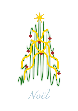 Abstract Christmas Tree with Noël Text