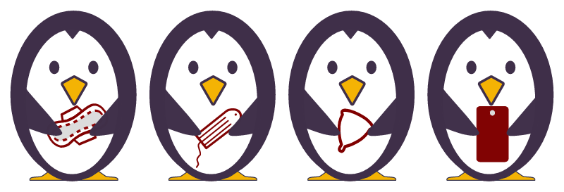 Penguins with Hygiene Products and Smartphone