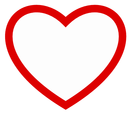 White Heart with Red Outline