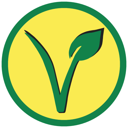 Vegan V in Yellow Circle (Green Outline)