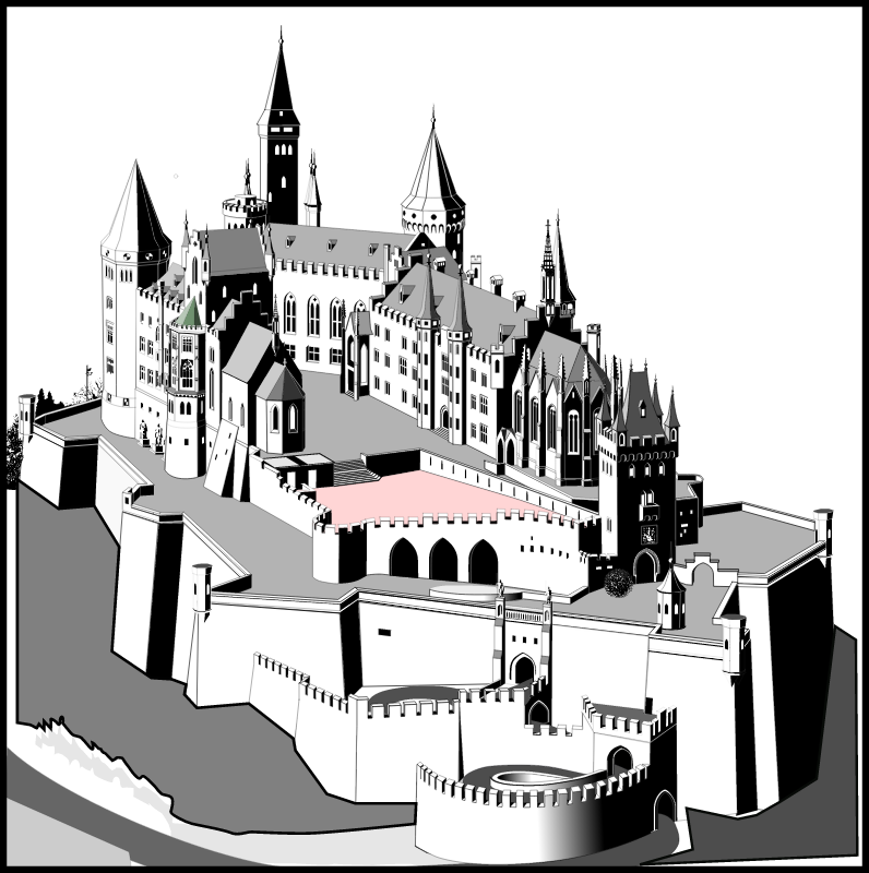 Hohenzollern Castle (B&W Illustration)