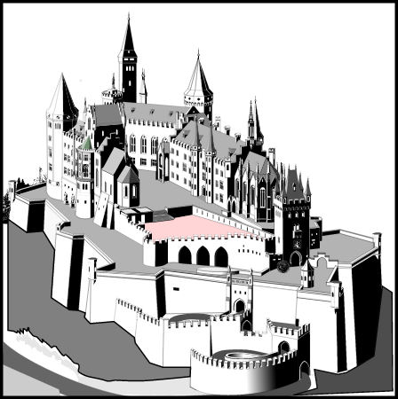Hohenzollern Castle (B&W Illustration)