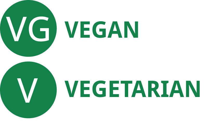 Vegetarian & Vegan Menu Icons (Uppercase)