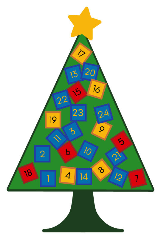Advent Calendar Tree - Numbered Ornaments