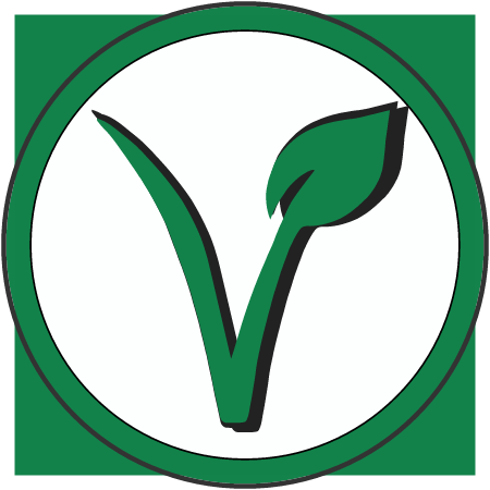 3D Vegan V in Circle (White Square)