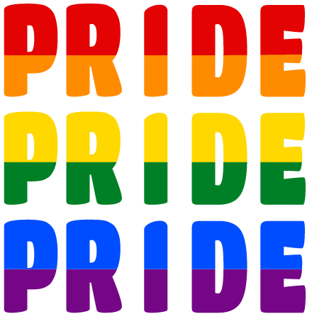 LGBT+ Pride Word Art (3-Line Red Stripes)