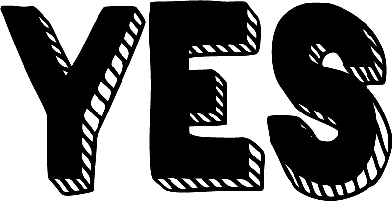 YES in 3D Black Text (Zuka Font)