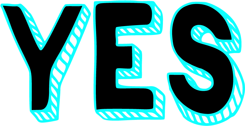 YES Wordart (Black/Cyan/Blue)