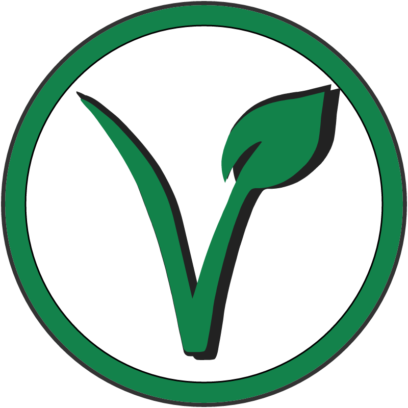 Vegan V with Leaf Cut-out (White Circle)