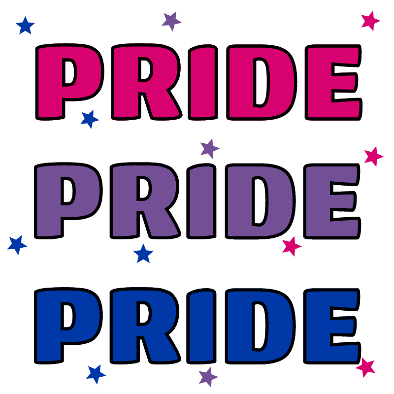 Pride Text (Bisexual Colors + Stars)
