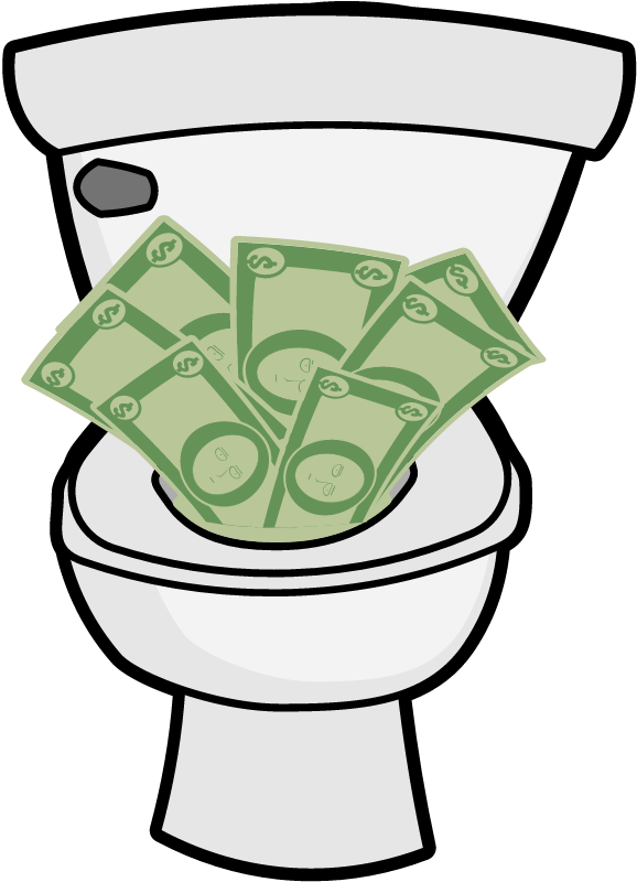 Money Down the Toilet – USD Bills