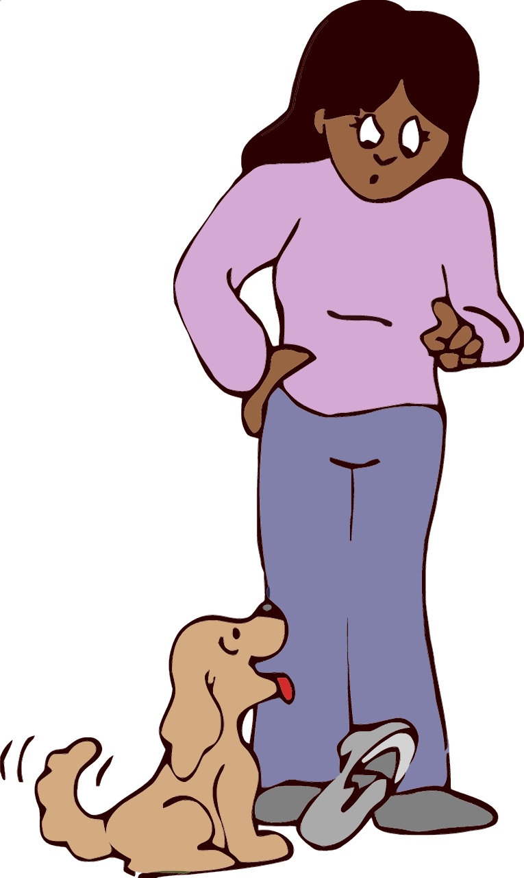Woman Scolding Dog (Dark Skin Version)
