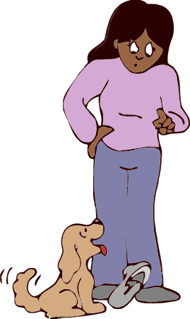 Woman Scolding Dog (Dark Skin Version)