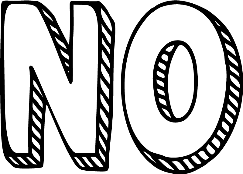 NO White 3D Block Text (Zuka Font)