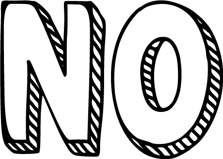 NO White 3D Block Text (Zuka Font)