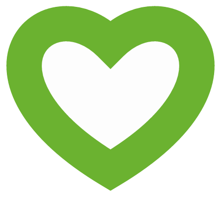 White Heart with Green Border