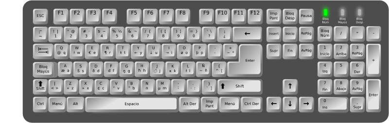 Latin American QWERTY Keyboard (Outlined Text)