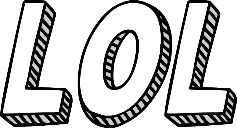 LOL 3D Wordart (White, Grayscale Zuka)