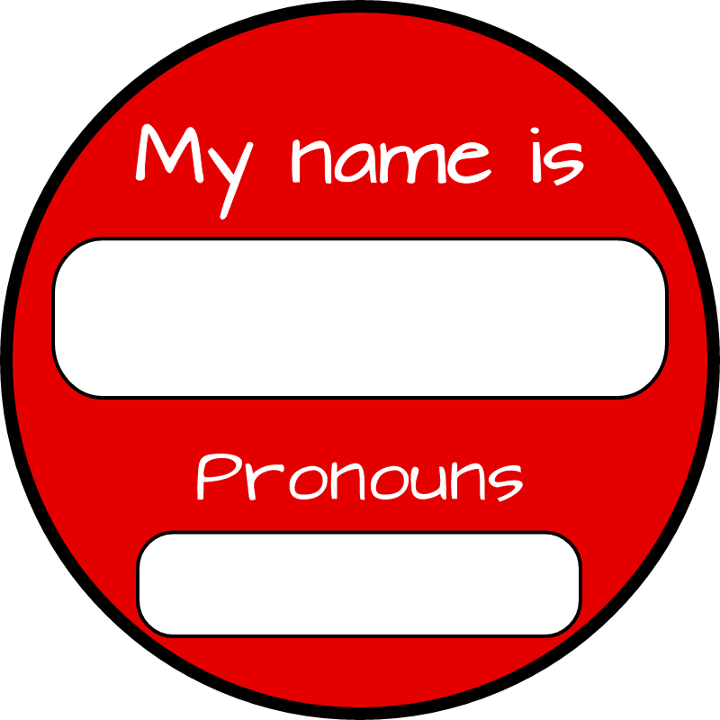 My Name & Pronouns Red Badge (Custom Write-On)