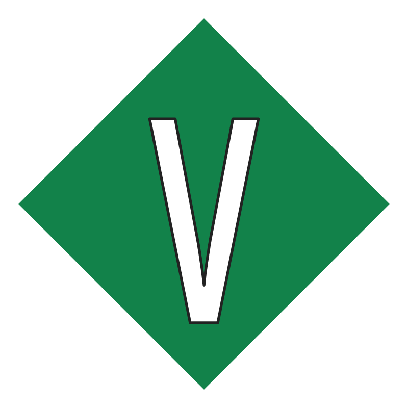V Vegan Symbol in Green Diamond