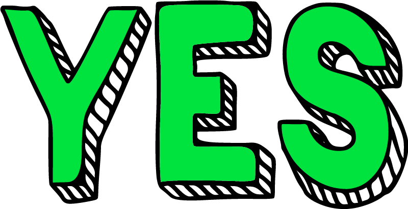 YES Wordart in Green 3D Block Text