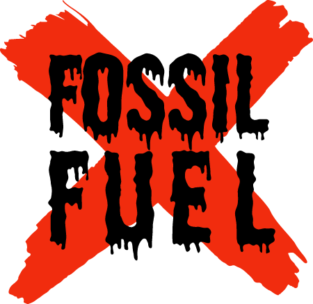 Fossil Fuel on Red X with Oil Drips