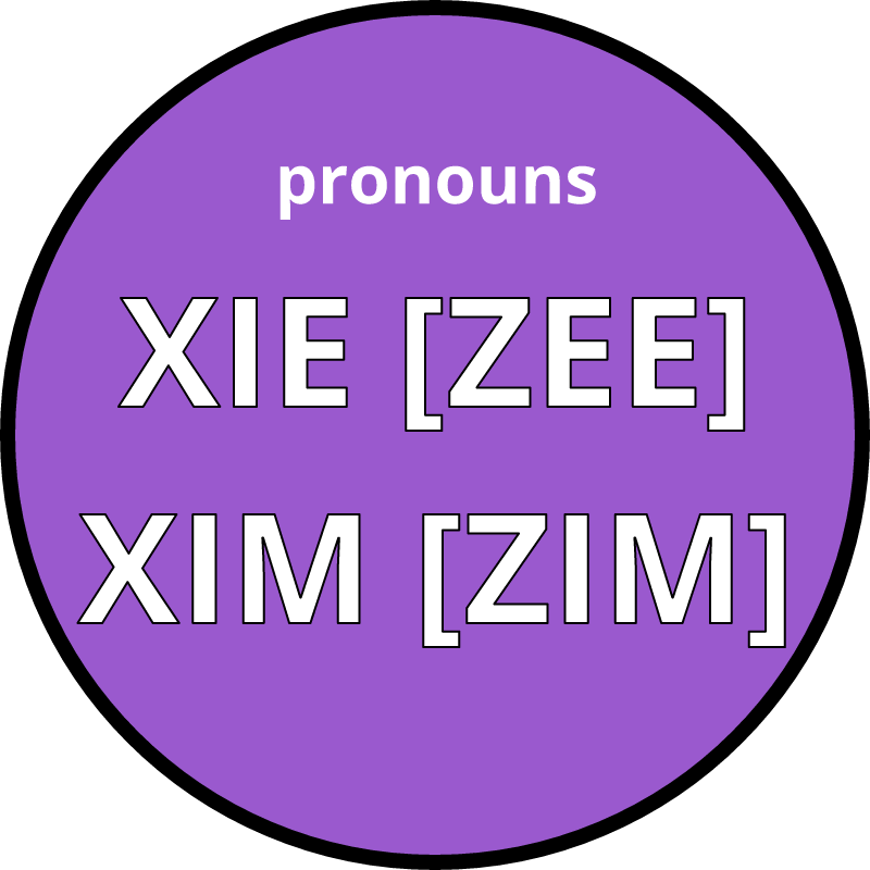 Xie/Xim Pronouns Badge (Purple)
