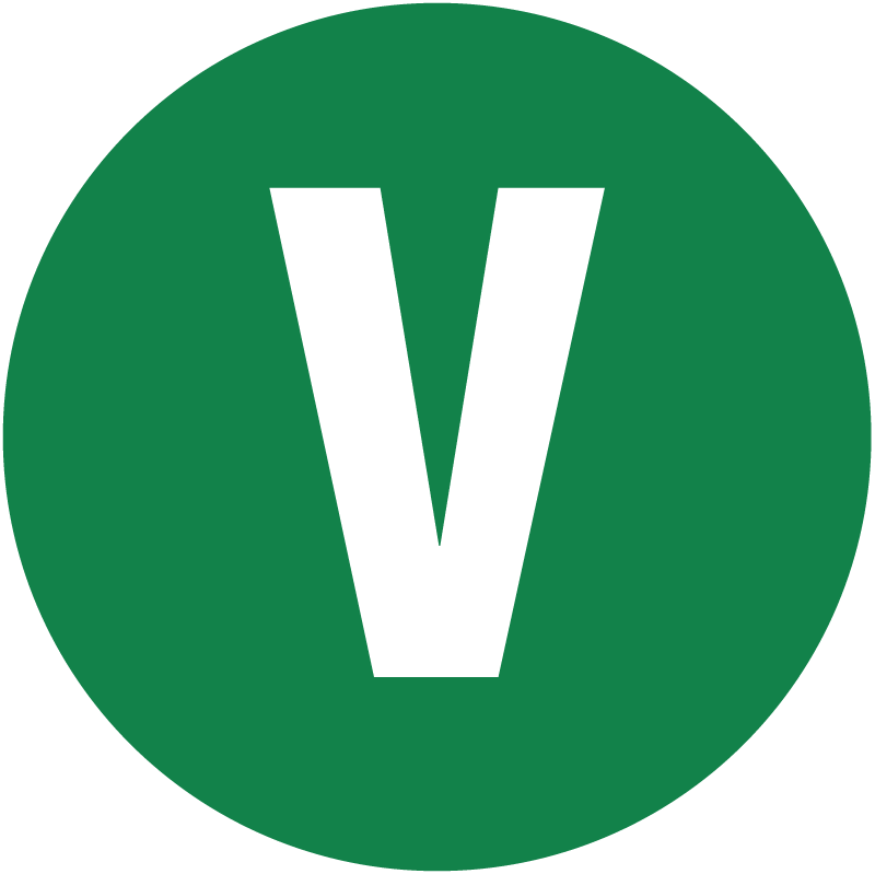 V Vegan Symbol on Green Circle