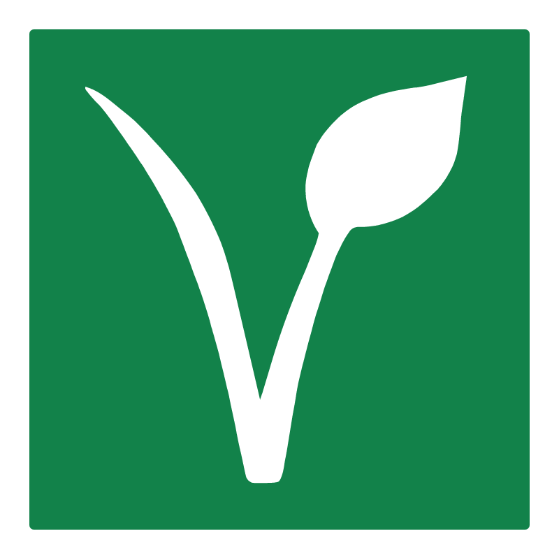 White Vegan V on Green Square (White Border)