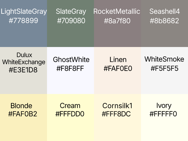 Neutral Gray & White Color Palette (Hex Codes)