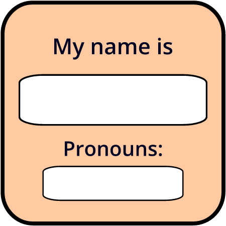 My Pronouns Are Badge (Orange Square)