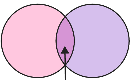 2-Circle Venn Diagram (Pink & Purple with Arrow)