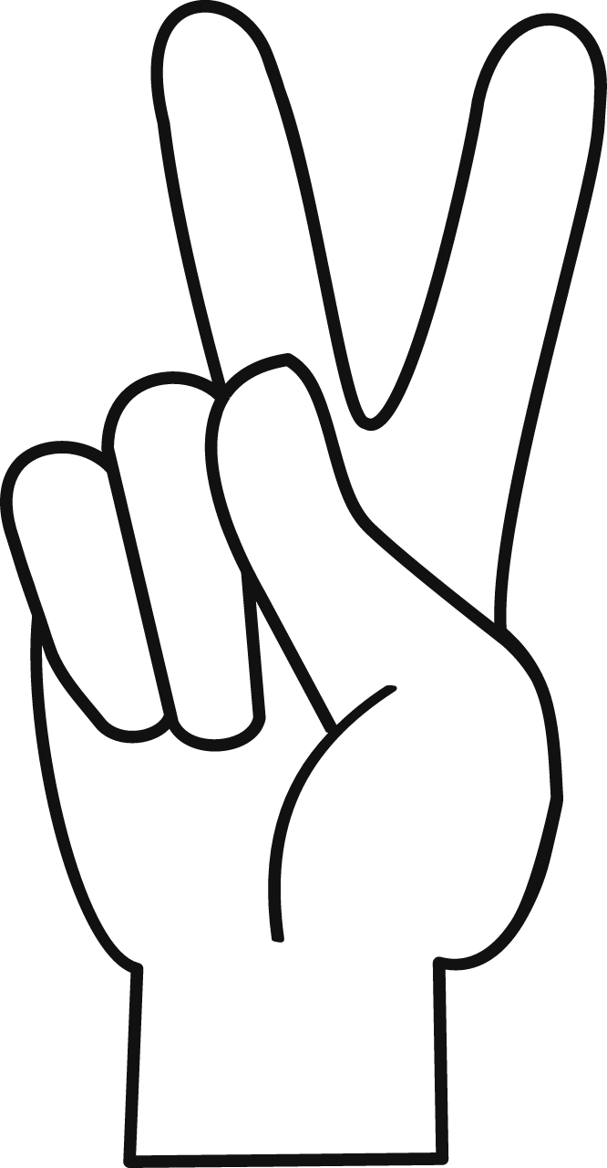 Peace V-Sign (Outline with Transparency)