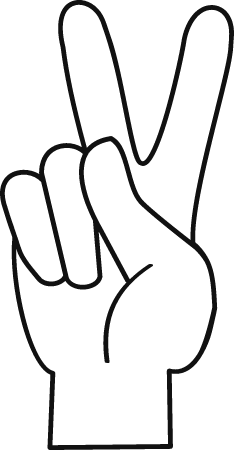 Peace V-Sign (Outline with Transparency)