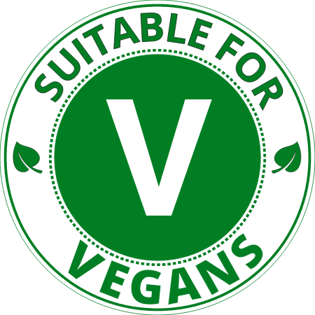 Suitable for Vegans Label (White Circle)