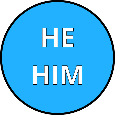 He / Him Pronouns Badge (Bright Blue)