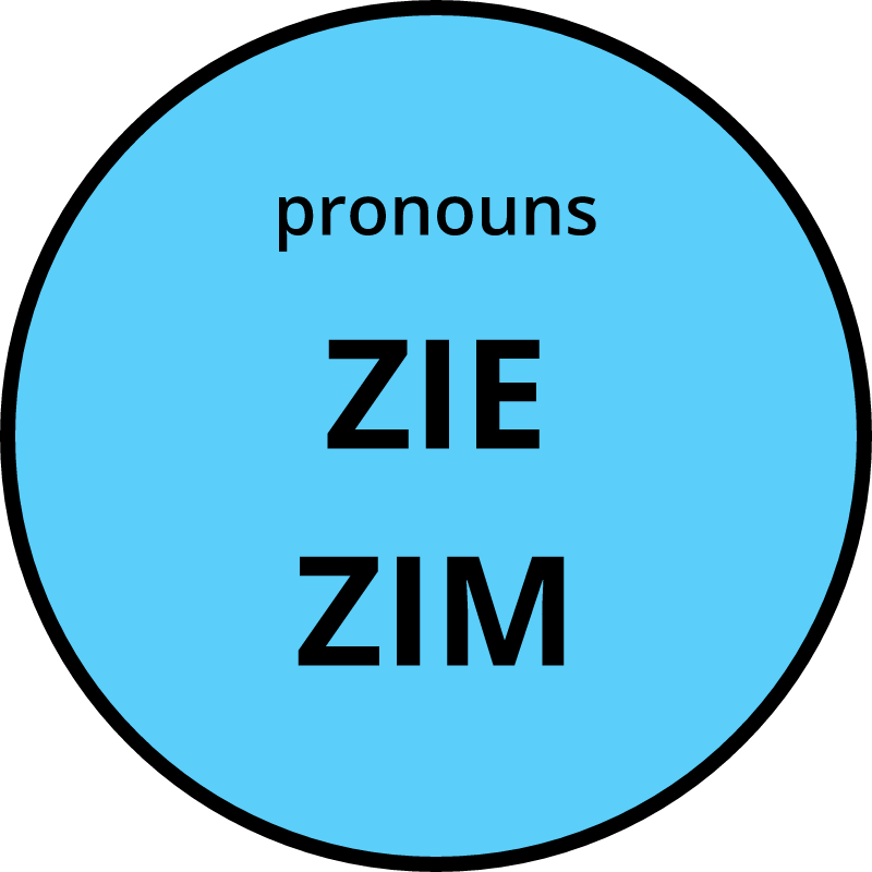 Zie / Zim Nonbinary Pronouns Badge (Trans Pride Blue)