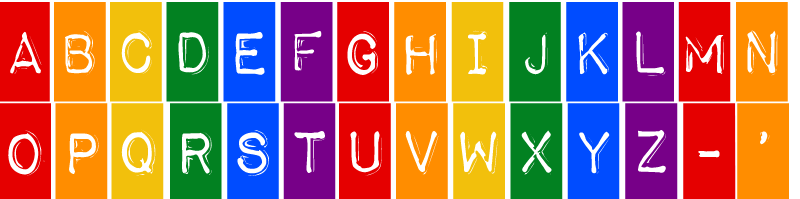 A–Z Alphabet (Rainbow Text)