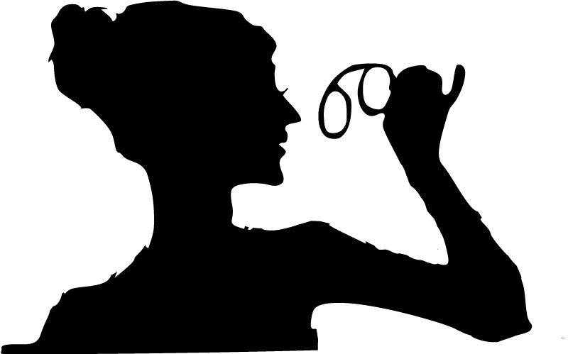 Silhouette of Woman Holding Glasses (Period Costume)