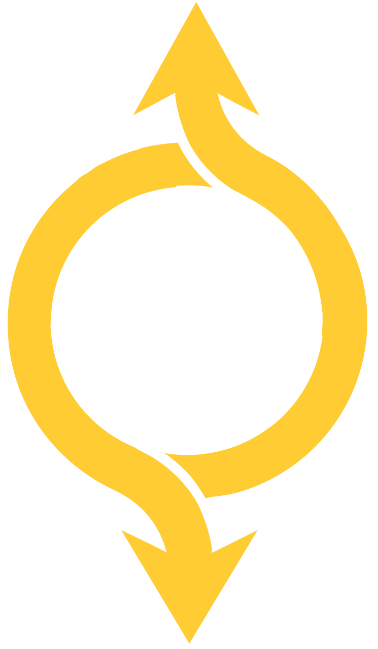 Two Curved Yellow Arrows in Circle