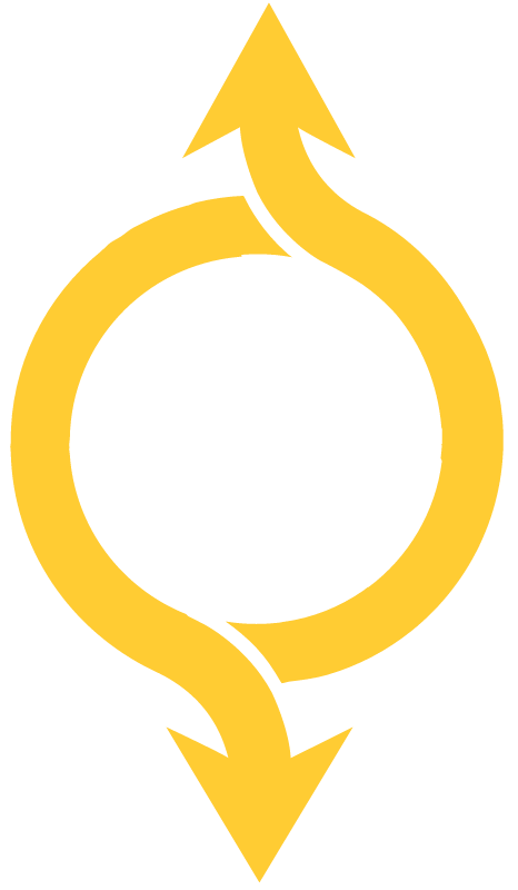 Two Curved Yellow Arrows in Circle