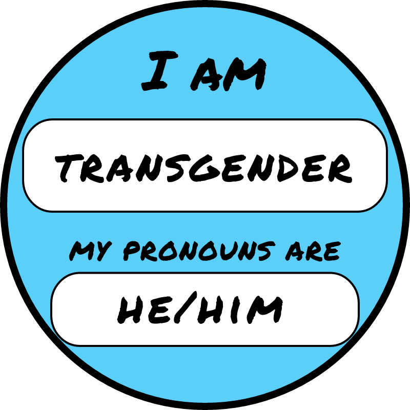 He/Him Trans Male Pronouns Badge (Blue)