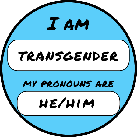 He/Him Trans Male Pronouns Badge (Blue)