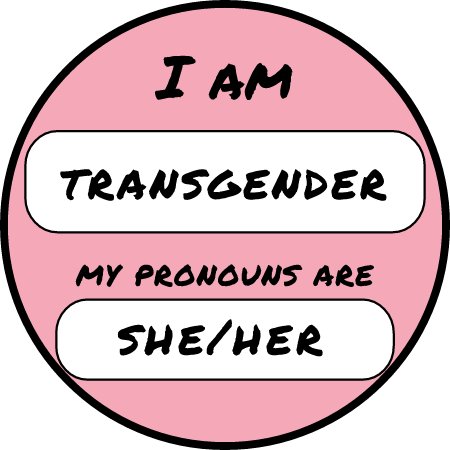 Trans Woman Badge: She/Her (Pink)
