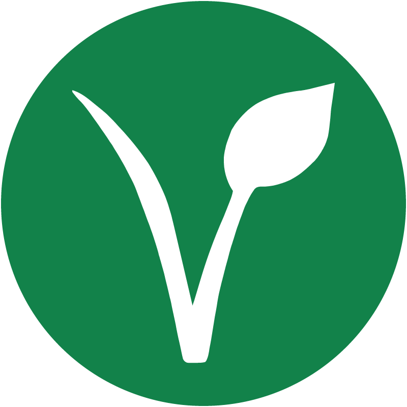 Round Vegan V with Plant Seed (Dark Green)